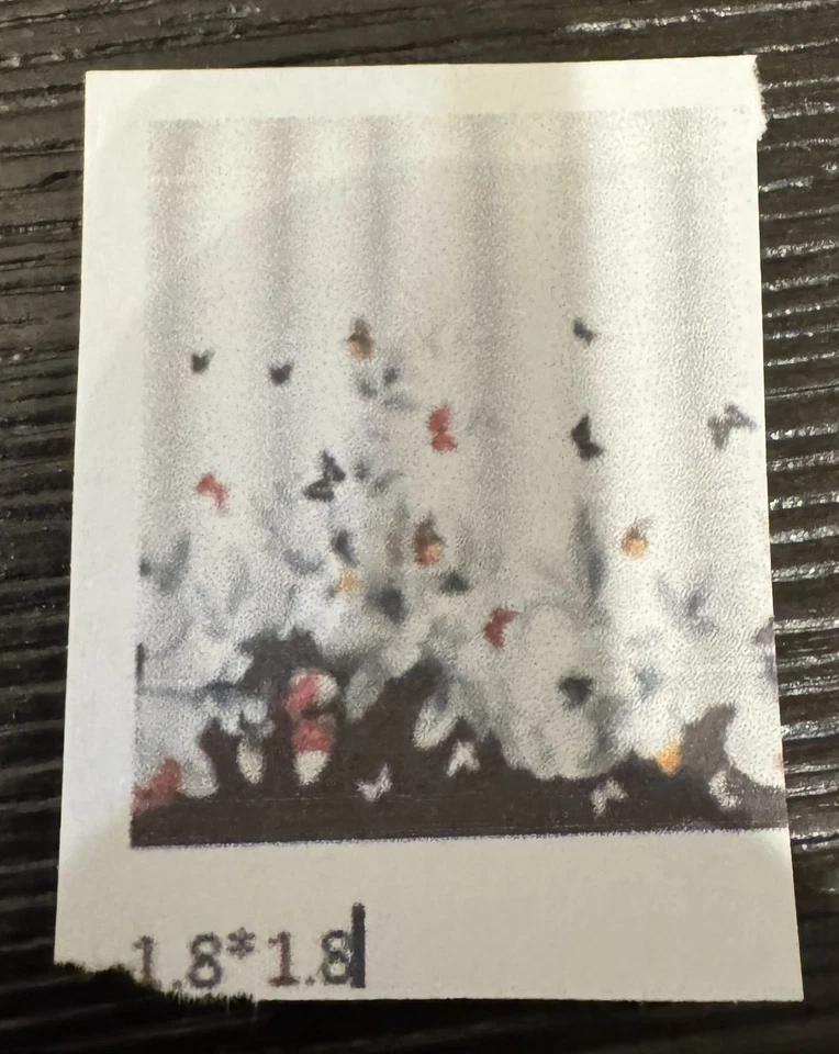 New Black/White/Red Floral Fabric Shower Curtain & Hooks - Image 2 of 2