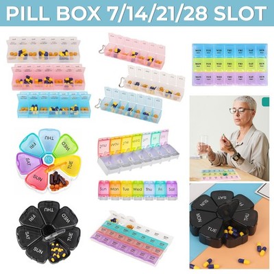 WÖCHENTLICHE TÄGLICHE PILLENDOSE ORGANISER MEDIZIN TABLETTEN AUFBEWAHRUNG SPENDER 7 TAGE MAL
