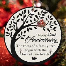 42nd Anniversary Ornament Red Cardinal Bird Love Tree Art 42 Year Christmas Gift