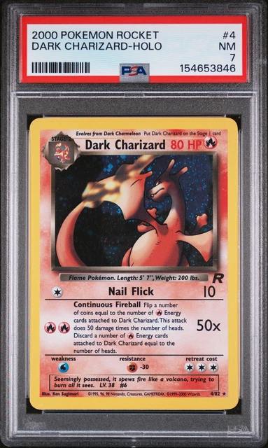 2000 POKEMON ROCKET #4 DARK CHARIZARD-HOLO PSA 7