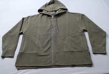 DKNY Women's Tech Ottoman Rib Knit Full-Zip Hoodie LB3 Utility Green Size XL