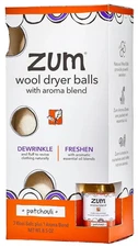 Zum Wool Laundry Balls for The Dryer with Essential Oil Spray - Patchouli