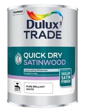 Dulux Trade Quick Dry Satinwood - Pure Brilliant White - 1L / 2.5L / 5 Litres