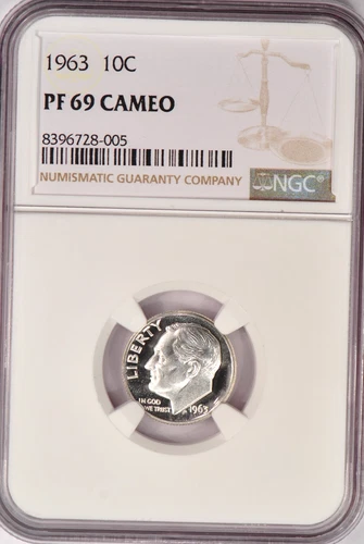 1963 Roosevelt Dime Proof NGC PF 69 CAMEO PR69CAM Frosty Coin 10C