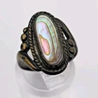 Sterling Silver Mother of Pearl Ring Bell Trading Post Size 5.5 Vintage