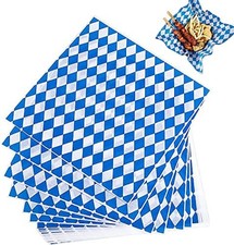100PCS Blue White Wax Checkered Food Wrapping Papers