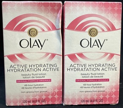 2 olay active hydrating beauty fluid lotion original formula 4oz PLASTIC BOTTLES