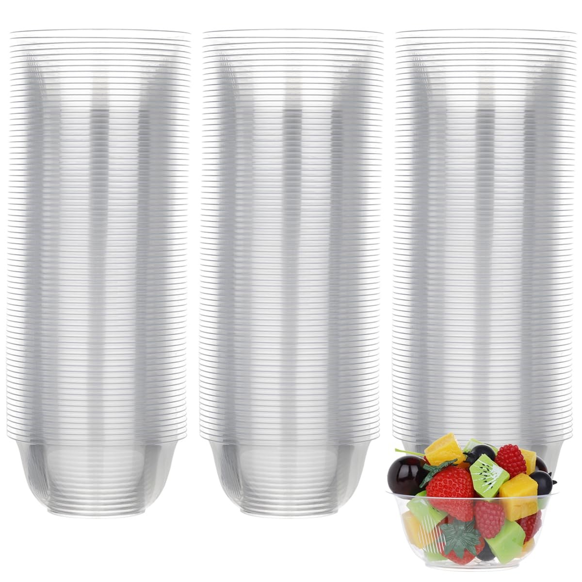 MOACOCK 100 Pack Small Clear Plastic Bowls, 8oz Hard Salad Bowls 8oz,