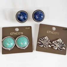 New Chicos Stone Clip Earrings Retro Women Party Vacation Jewelry 3Styles Gift