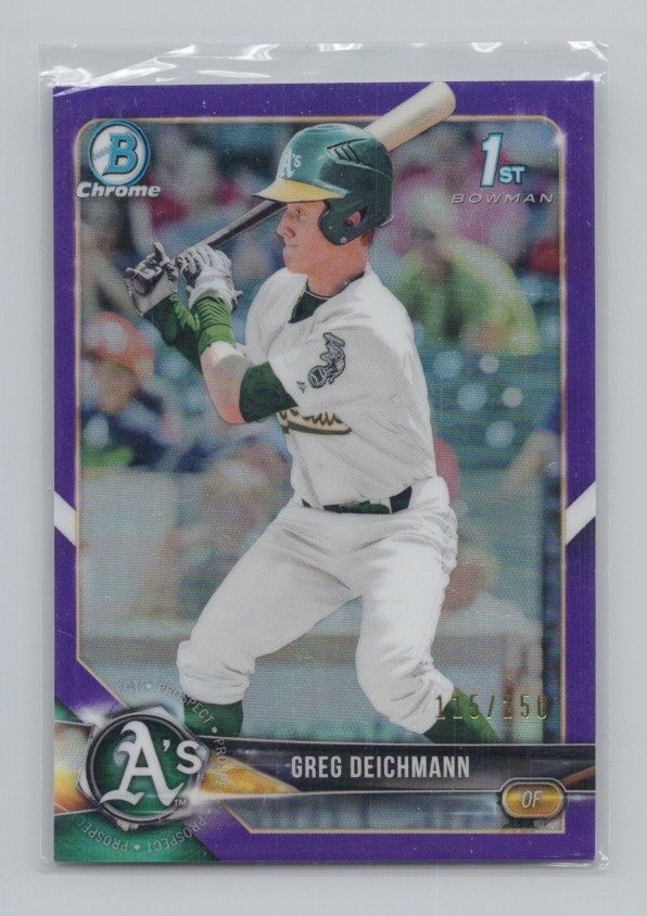 Greg Deichmann 2018 Bowman #BCP45 Chrome Prospects Mojo Purple Refractor Oakland
