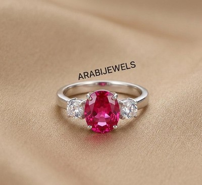 Oval Cut Pink Sapphire Ring 925 Sterling Silver Gift For Her Engagement Ring.