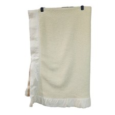 Vintage Chatham Acrylic Yellow Infant Blanket Nylon Satin Trim 38" x 48"