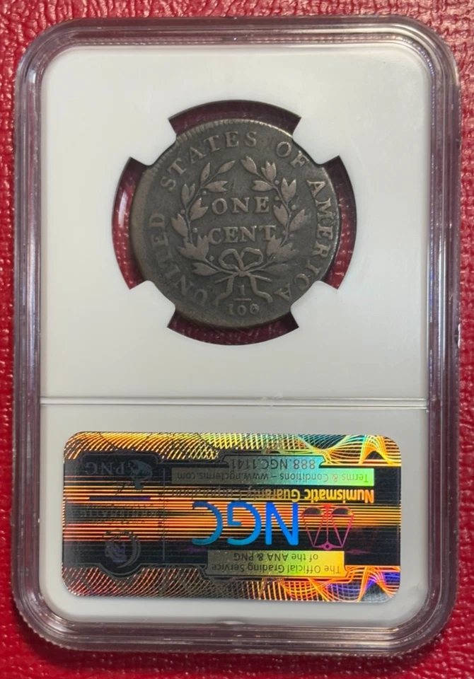 RARE MERVIS COLLECTON NGC G 6 BN 1798 S-160  R-3 DRAPED BUST LARGE CENT-IST HAIR - Image 2 of 4