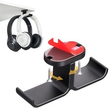 Under Desk Headphone Hanger with Strong Adhesive and Screws Mount, 360  Rot