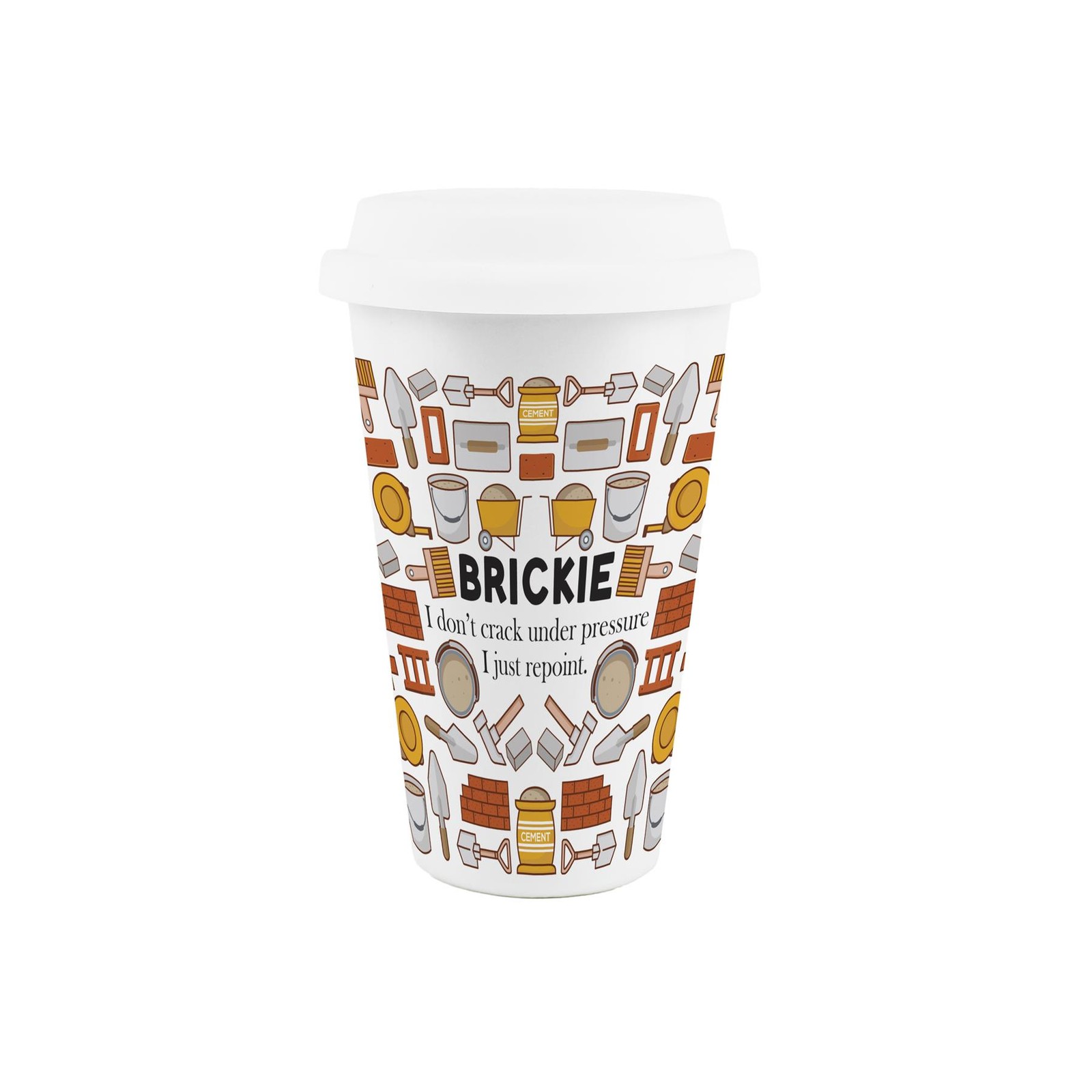 Brickie Ceramic Travel Mug - Novelty Gifts for Brick Layer Construction Workers