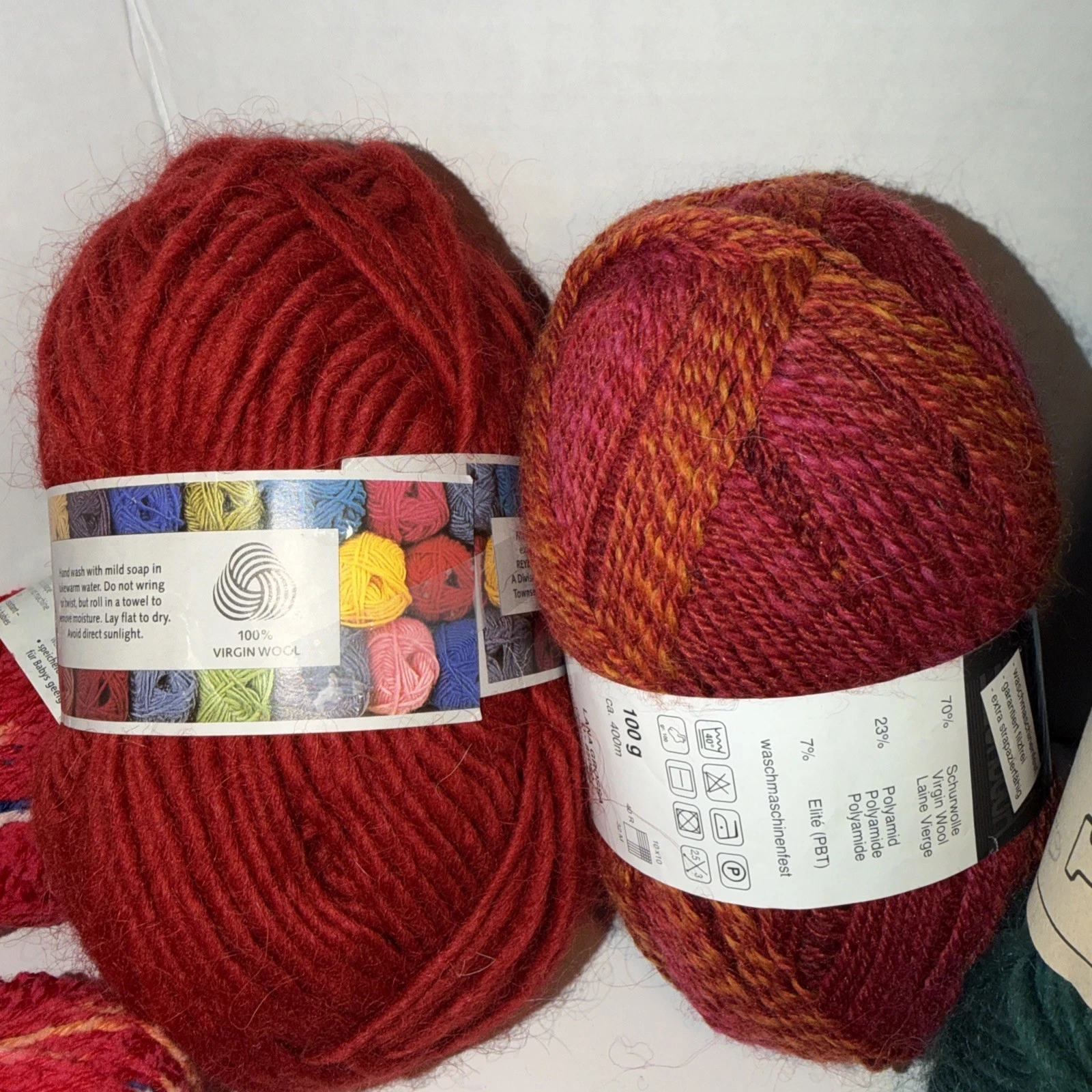 Large Mixed Wool Yarn Lot Mixed W/ 100% Wool - 75% - 50% Colorful Over 2 Pounds image 7
