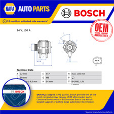 Alternatore adatto a MERCEDES CLA200 C117 1.8D 13 a 14 OM651.901 BOSCH A0009063322