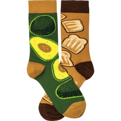 Avocado & Toast Unisex Crew Socks Size M/L Primitives by Kathy Fashion New