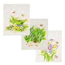 3pc SPRING FLOWERS Kitchen Towel Set Absorbent Dishcloth Cotton Hand Towel 18x27