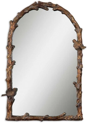 Paza Gold Songbirds Arch Wall Mirror - 26" X 37" Elegance - Picture 5 of 5