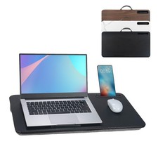 Portable Lap Desk Fits 16-inch Laptops - Tablet Slot, Cushion, Large, Black