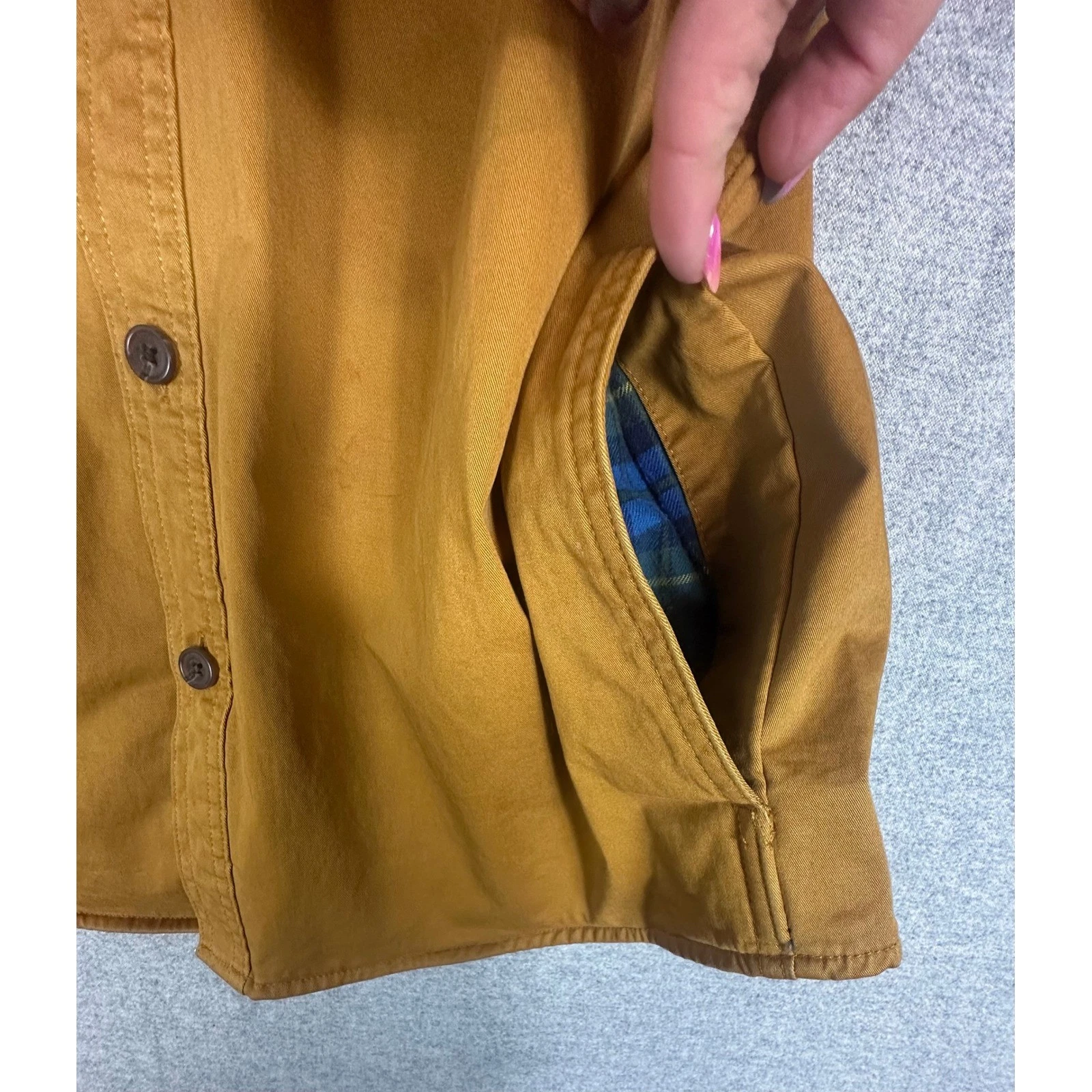Lands End Shirt Jacket Mens M Brown Flannel Blacket Lined Canvas Shacket - product detail image 4