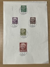 Saar Saarland Heuss Werte Ersttagsstempel 1,30,50,80,100 Fr. 01.01.1957