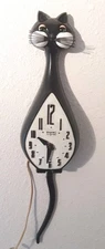 Vtg 1960's Spartus Here Kitty Kitty Cat Clock PARTS Or REPAIR W/Tail VIDEO Read!