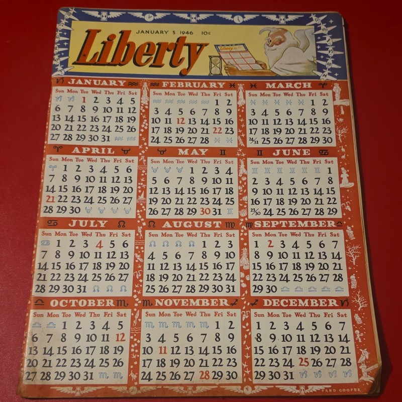 Liberty Magazine January 5, 1946 1946 Calendar Issue Atomic Bomb WWII Schenley