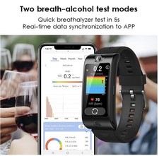 New Sealed Alcohol Smart Watch Portable Breath Alcohol Test Monitor Bright Blue