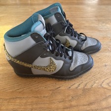 Nike Dunk Sky Hi Wedge Leopard Swoosh Gray Black Womens 6 (47283-991)