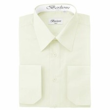BERLIONI ITALY MEN'S DRESS SHIRT FRENCH CONVERTIBLE CUFF LONG SLEEVE OFF WHITE