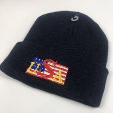 USA Flag Beanie Toboggan Hat Cap Blue NWT