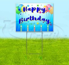 HAPPY BIRTHDAY 18x24 Yard Sign WITH STAKE Corrugated Bandit USA
