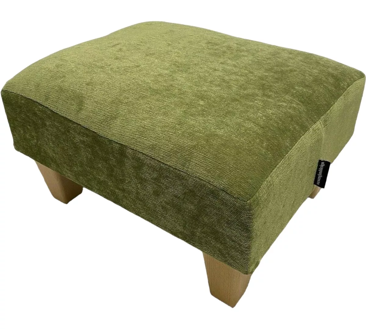 SMALL Footstool pouffe Velvet Sage green light wood 30CM HIGH