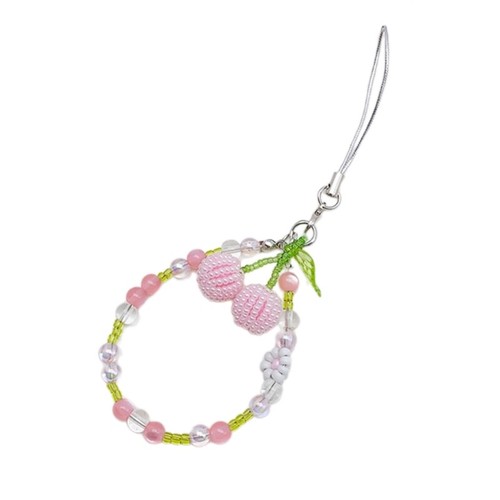 Fashion Beaded Cherry Charm Pendant Chain Hangings Decoration for Key Bag - Photo 4/11