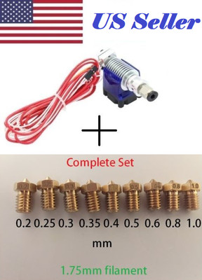 V6 J-head Hotend 1.75mm 0.4mm Extruder w/ Complete set assorted Nozzle kit