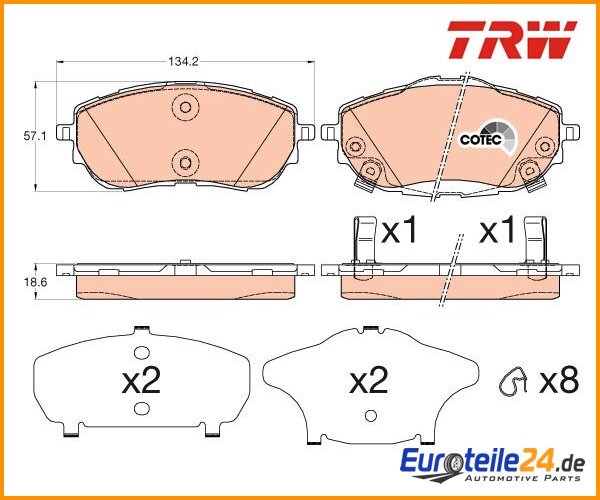 Bremsbelagsatz, Scheibenbremse Cotec Trw GDB3598 FüR Toyota-image