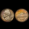 MS65 1947-D 5C Jefferson Nickel, PCGS Secure- Rainbow Toned