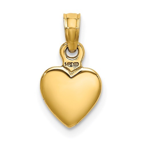 14K Polished Solid 3D Heart Pendant - 第 3/4 張圖片