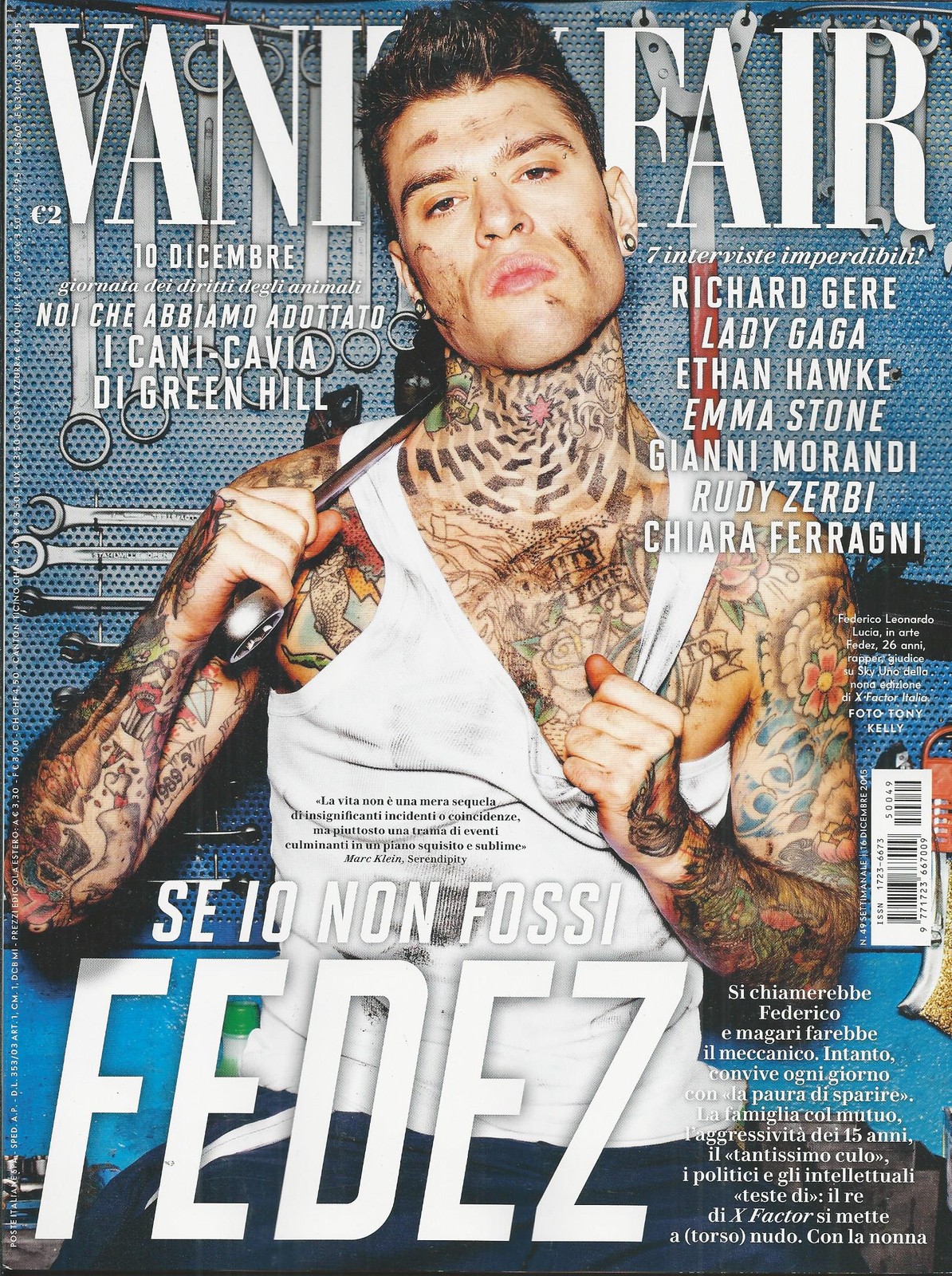 Vanity Fair Italian Magazine Fedez Lady Gaga Ethan Hawke Richard Gere Emma Stone