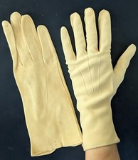 Vintage Women's Butter-Colored Suede Gloves, BRAND NEW, Button at Wrist