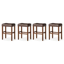 Carte: A La Carte Home Harper Bar Stool, True Walnut Wood w/ Brown Vegan Leather