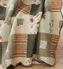 PRAIRIE FLOWER 3pc King Cal QUILT SET : SEDONA FARMHOUSE GREEN COTTAGE CHIC