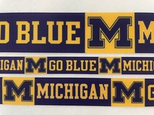 Michigan Navy blue dark yellow Grosgrain ribbon 5/8" 7/8  1  1.5" 2  3/8"