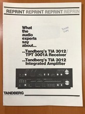 ORIGINAL TANDBERG 3012  3001A WHAT THE EXPERTS SAY REPRINT OF REVIEWS D187