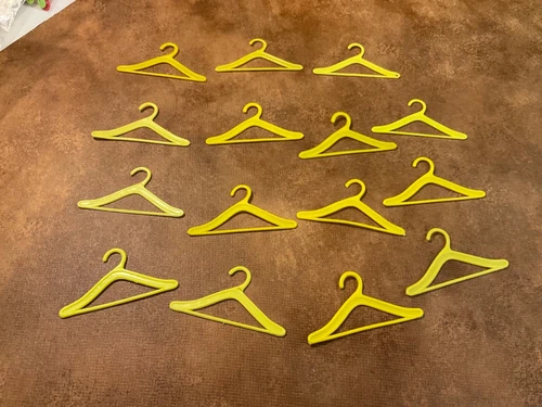 Lot of  15 Vintage Barbie Yellow Hangers Hanger Lot Set # 22