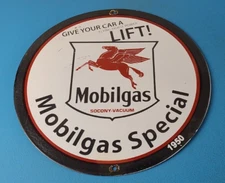 Vintage Mobil Gasoline Sign - Mobilgas Oil Pump Plate Porcelain Sign