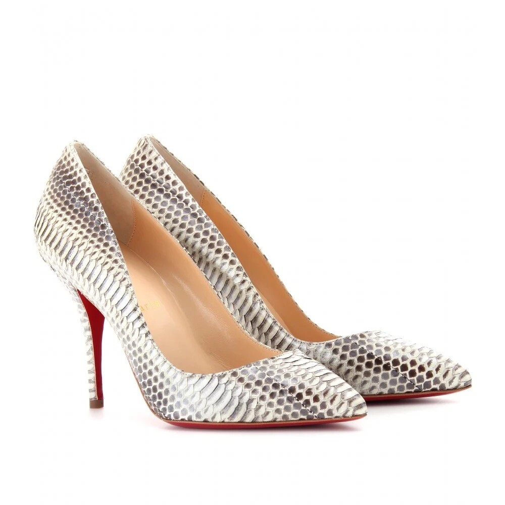 Christian Louboutin Batignolles 100 Naturel Snake Stone Stiletto Heels Uk  Eu37 - Main Image