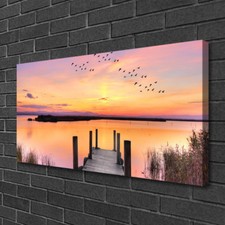 Leinwand-Bilder 100x50 Wandbild Canvas Kunstdruck Meer Brücke Landschaft